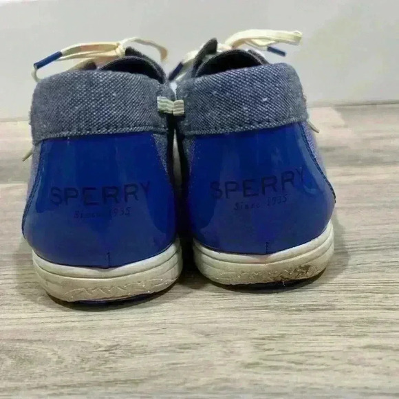 Sperry Lightweight Canvas Fabric Boat Shoes Slip On Loafers Blue White Size 9 - Picture 6 of 9